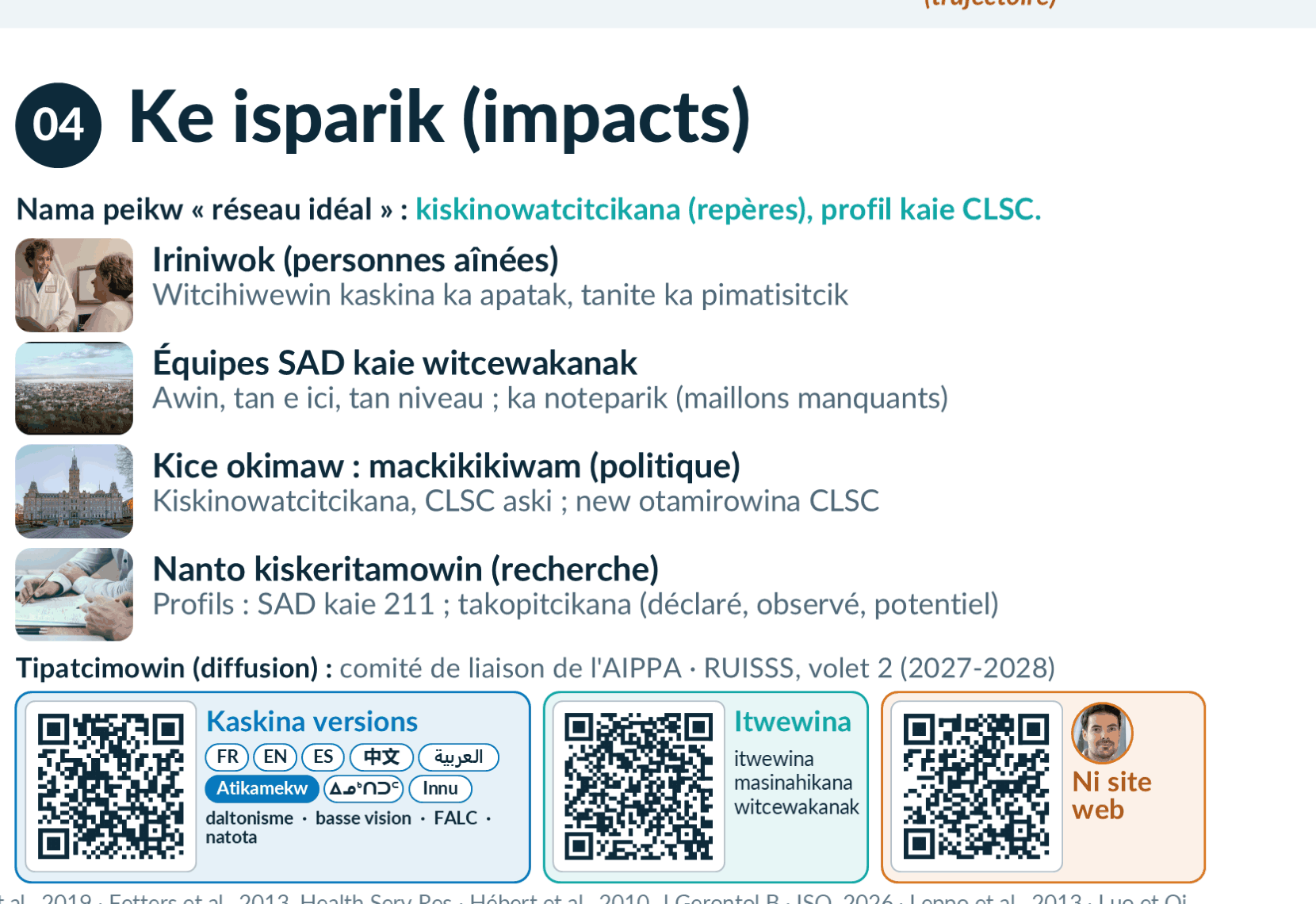Impacts et retombées, codes QR