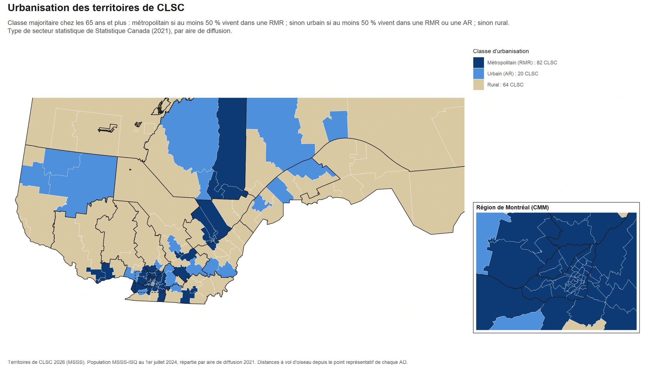 Québec · Classe d'urbanisation des territoires de CLSC